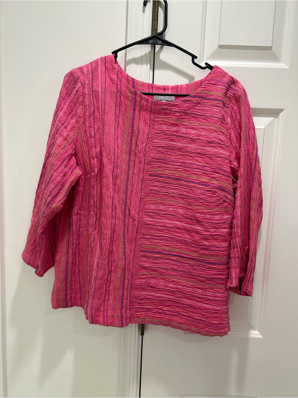 Habitat Hot Pink Textured Boatneck Tunic with Subtle Stripes